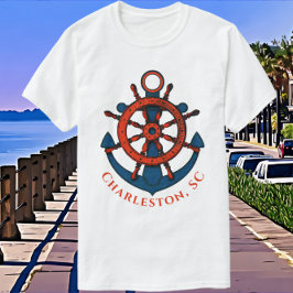 チャールストン サウスカロライナ おしゃれな航海アート Tシャツ