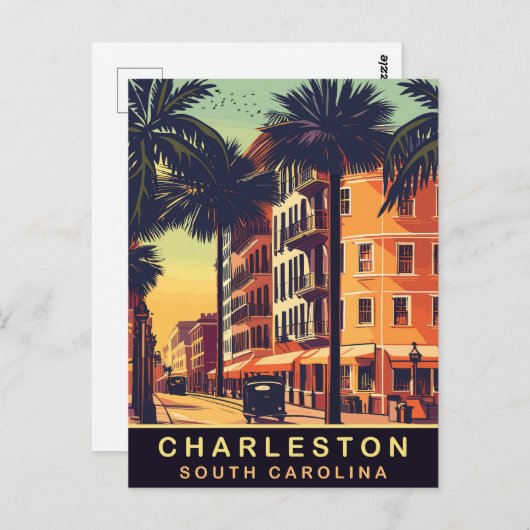 チャールストン、シティ通り、SC、ヴィンテージ旅行 ポストカード (正面/裏面)