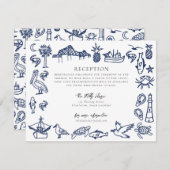 チャールストン・トイル・ネイビー・ブルー情報カード ノートカード (正面/裏面)