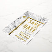 チャールストン・ラブ・ロケーター|結婚式のSave the Date 箔招待状 (回転した状態)
