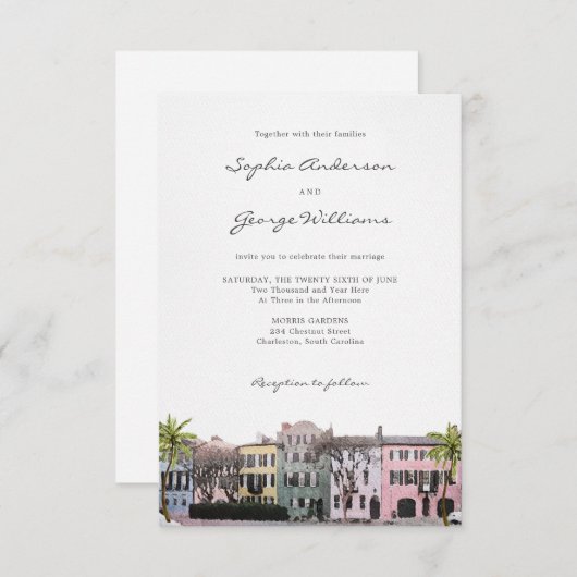 チャールストン レインボー ロウ SC 結婚式招待状 招待状 (正面/裏面)