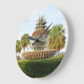 チャールストンSCのパイナップル噴水、水辺地帯公園 ラージ壁時計 (傾斜)