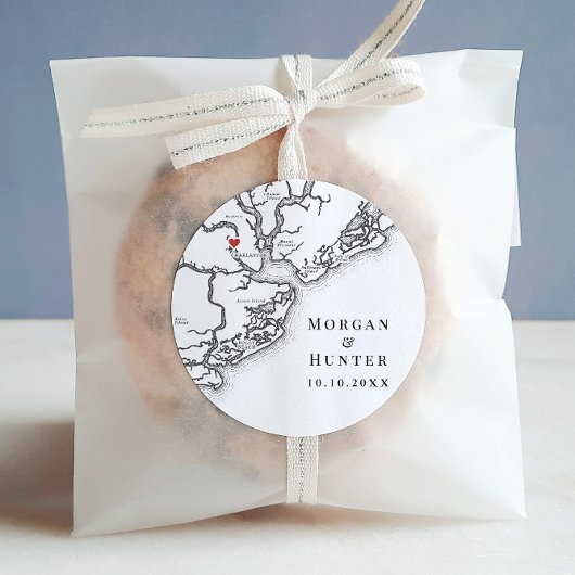 チャールストンSCエレガント白黒結婚式の引き出物 ラウンドシール