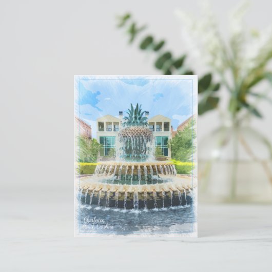 チャールストンSCパイナップルファウンテンカード ポストカード (スタンド正面)