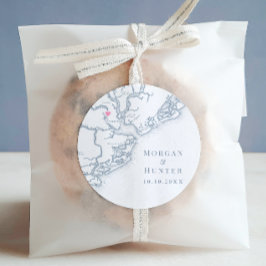 チャールストンSCマップエレガントダスティブルー結婚式の引き出物 ラウンドシール