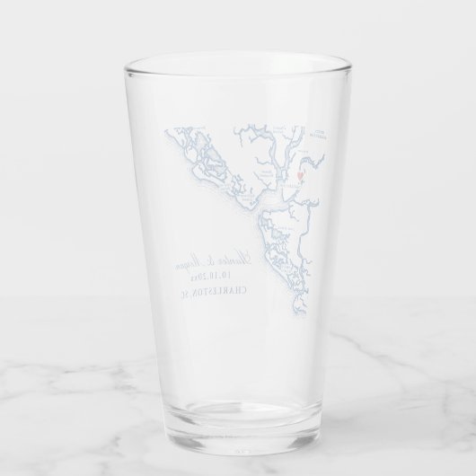 チャールストンSCマップエレガントネイビーブルー結婚式の引き出物 タンブラーグラス (裏面)