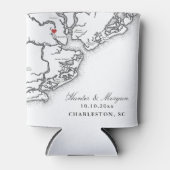 チャールストンSCマップブラックアンドホワイト結婚式の引き出物 缶クーラー (正面)