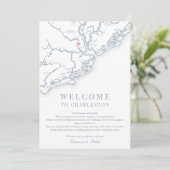 チャールストンSC結婚のウェルカム旅程ダスティブルー サンキューカード (スタンド正面)