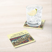 チャールストンWVマップ座標ヴィンテージスタイル スクエアペーパーコースター (インサイチュ)