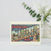 チャールストンWV大文字挨拶ヴィンテージ ポストカード (スタンド正面)