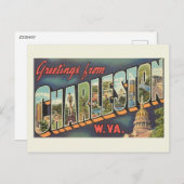 チャールストンWV大文字挨拶ヴィンテージ ポストカード (正面/裏面)
