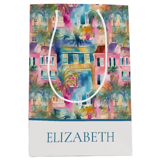 チャールスト名門私立校風のンハウシズパーソナライズされた ミディアムペーパーバッグ (正面)