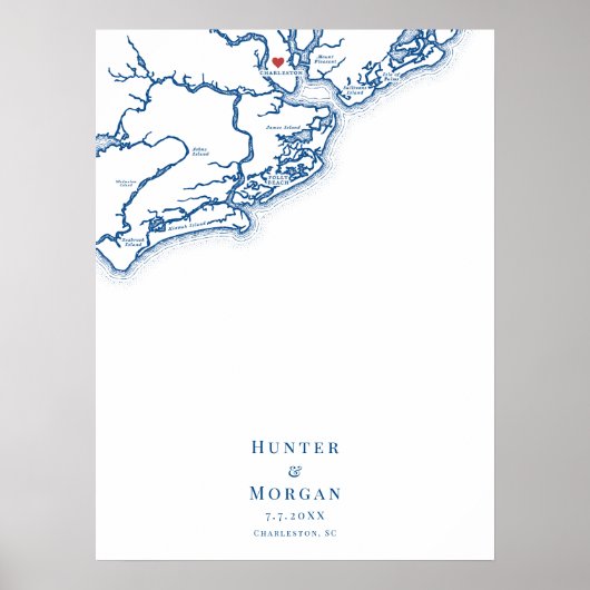 チャールスト結婚ンのマップエレガントゲストブックポスター ポスター (正面)