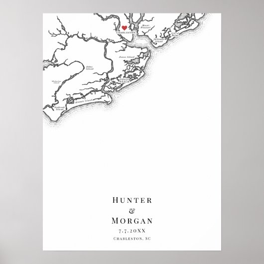 チャールスト結婚ンのマップエレガントゲストブックポスター ポスター (正面)