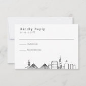 チャールスト結婚ン |スタイル化されたスカイラインRSVP 出欠カード (正面)