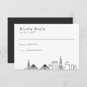 チャールスト結婚ン |スタイル化されたスカイラインRSVP 出欠カード (正面/裏面)