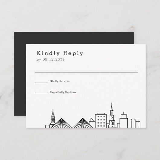 チャールスト結婚ン |スタイル化されたスカイラインRSVP 出欠カード (正面/裏面)