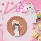 チャールズかわいいビーチの休暇無頓着な王スパニエル犬 ペーパープレート (パーティー)