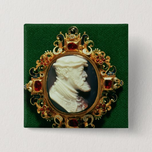 チャールズのポートレートに耐えるカメオスペインのI 缶バッジ (正面)
