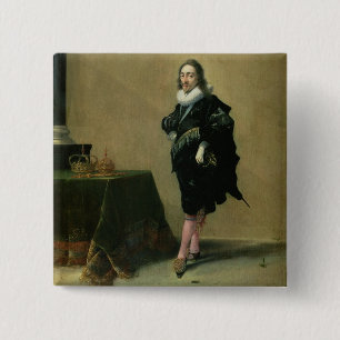 チャールズのポートレートI (1600-49年) 1632年(パネルの油 缶バッジ