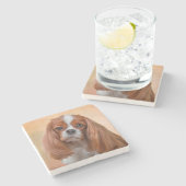 チャールズスケッチ犬無頓着な王スパニエル犬 ストーンコースター (横)