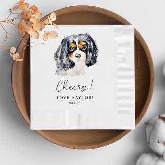 チャールズスパニエル犬ドッグパーソナライズされた応援 縁ありカクテルナプキン