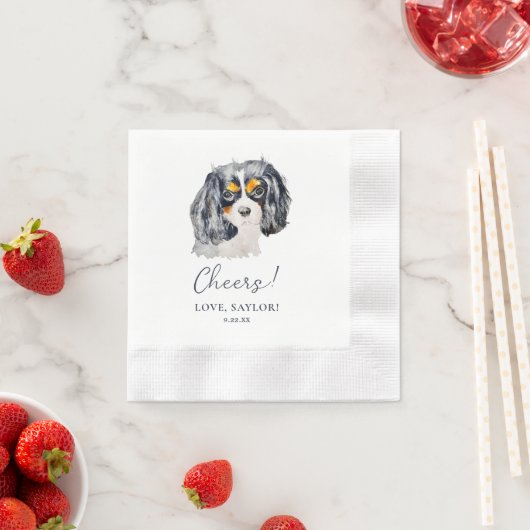 チャールズスパニエル犬ドッグパーソナライズされた応援 縁ありカクテルナプキン (インサイチュ)