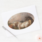 チャールズタウンア絵を描ートの油馬の運命 楕円形シール (封筒)