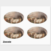 チャールズタウンア絵を描ートの油馬の運命 楕円形シール (シート)