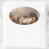 チャールズタウンア絵を描ートの油馬の運命 楕円形シール (バッグ)