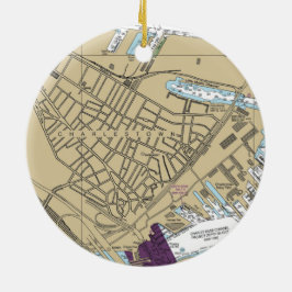 チャールズタウン・ボストンMAチャート セラミックオーナメント