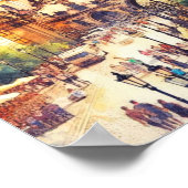 チャールズブリッジプラハチェコウォーターカラー ポスター (角)