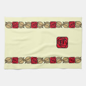 チャールズマッキントシュアーツ&クラフツスタイルバラフリーズ キッチンタオル (横)