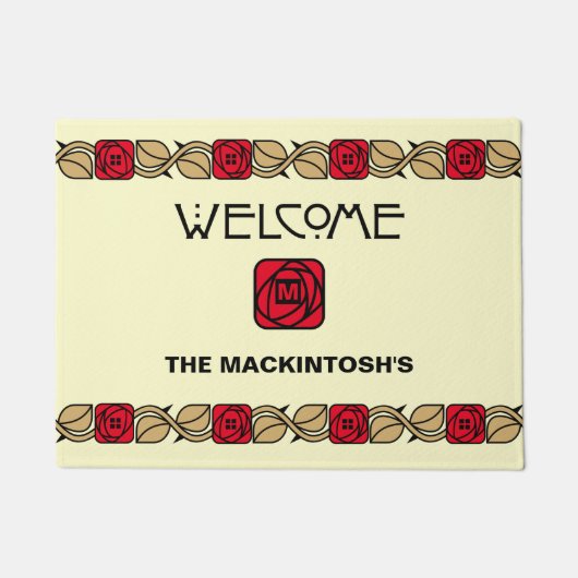 チャールズマッキントシュアーツ&クラフツスタイルバラフリーズ ドアマット (正面)