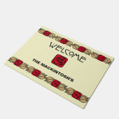 チャールズマッキントシュアーツ&クラフツスタイルバラフリーズ ドアマット (アングル)