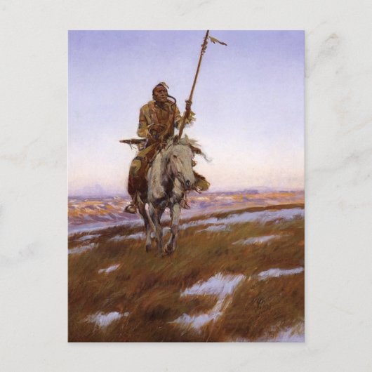 チャールズマリオンラッセルクレーインディアン ポストカード (正面)