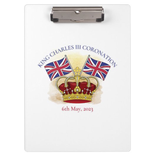 チャールズ三世の戴冠王と旗 クリップボード (正面)