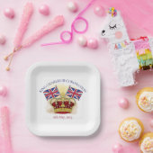 チャールズ三世の戴冠王と旗 ペーパープレート (パーティー)