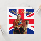 チャールズ三世・英国国旗のハッピーバースデー カード (正面/裏面インサイチュ)