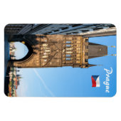 チャールズ橋の古い塔&プラハ城 マグネット (横)