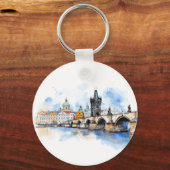 チャールズ橋の水彩古いプラハ キーホルダー (裏面)