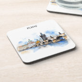 チャールズ橋の水彩古いプラハ コースター (左側)