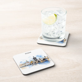 チャールズ橋の水彩古いプラハ コースター