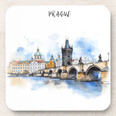 チャールズ橋の水彩古いプラハ コースター (正面)