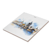 チャールズ橋の水彩古いプラハ タイル (側面)