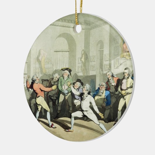 チャールズ著刻まれるHアンジェロFencing Academy氏の セラミックオーナメント (左)