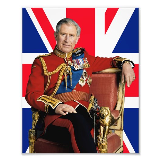 チャールズ3世と英国旗 フォトプリント            (正面)