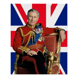 チャールズ3世と英国旗 ポスター