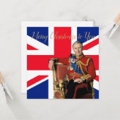 チャールズ3世のイギリス国旗のクリスマスグリーティング カード (正面/裏面インサイチュ)