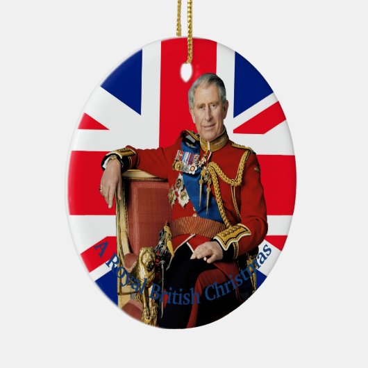 チャールズ3世のイギリス国旗のクリスマスグリーティング セラミックオーナメント (右)